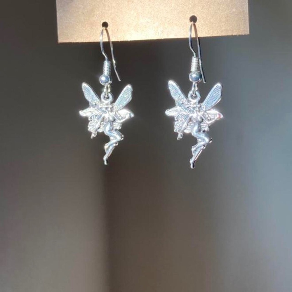 Fairy silver pendant mini silver fishhook dangle drop earrings